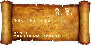 Nuber Nándor névjegykártya
